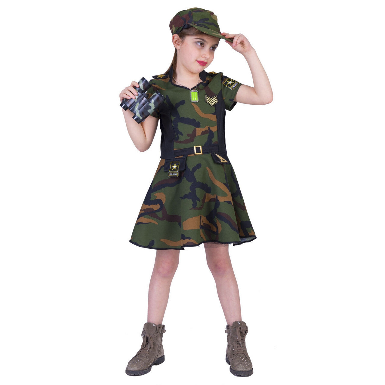 Op deze afbeelding zie je een Kostuums, van het merk Funny Fashion. Leger Strateeg Kapitein Karin Meisje Kostuum