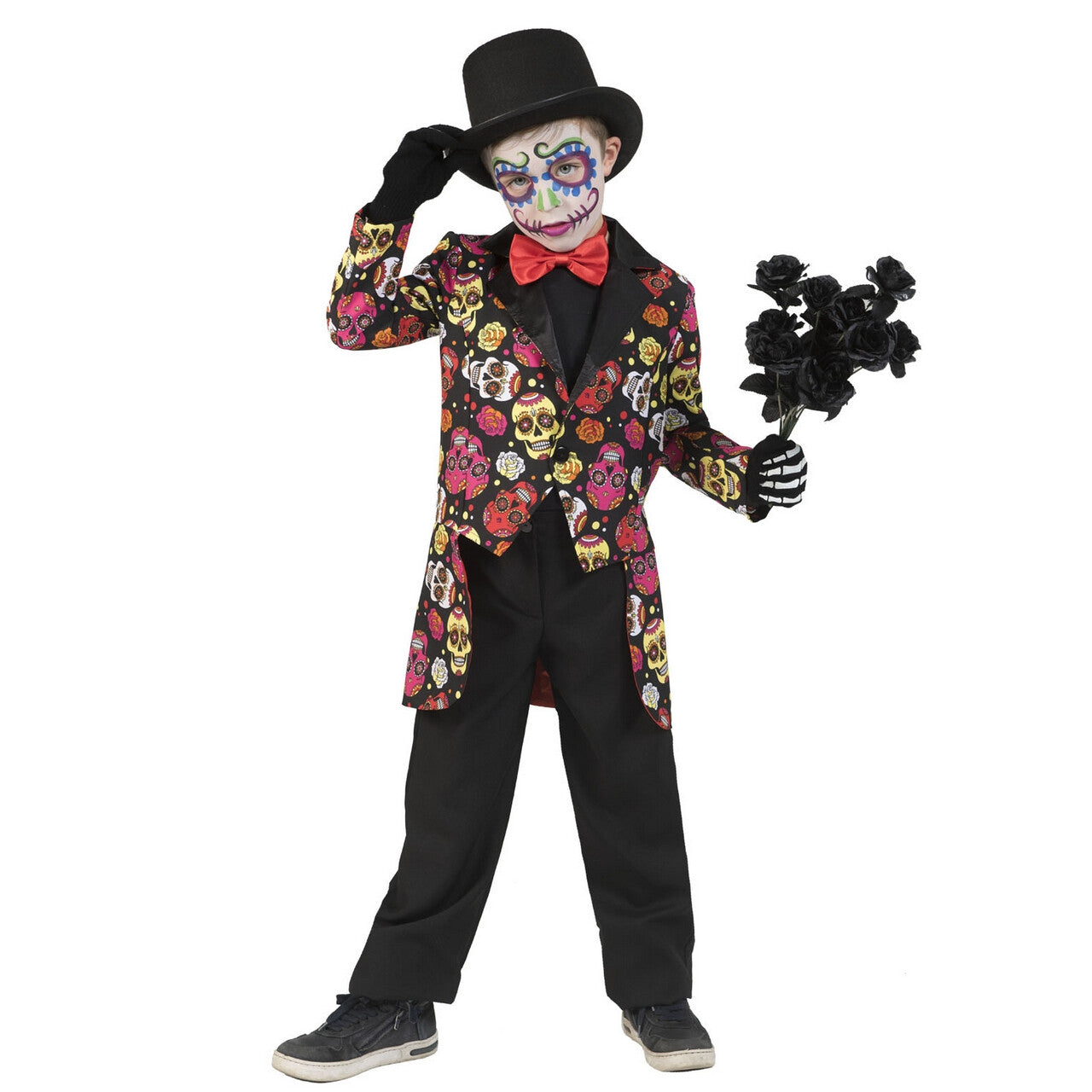 Op deze afbeelding zie je een Kostuums, van het merk Funny Fashion. Frackjas Vol Gekleurde Schedels Jongen