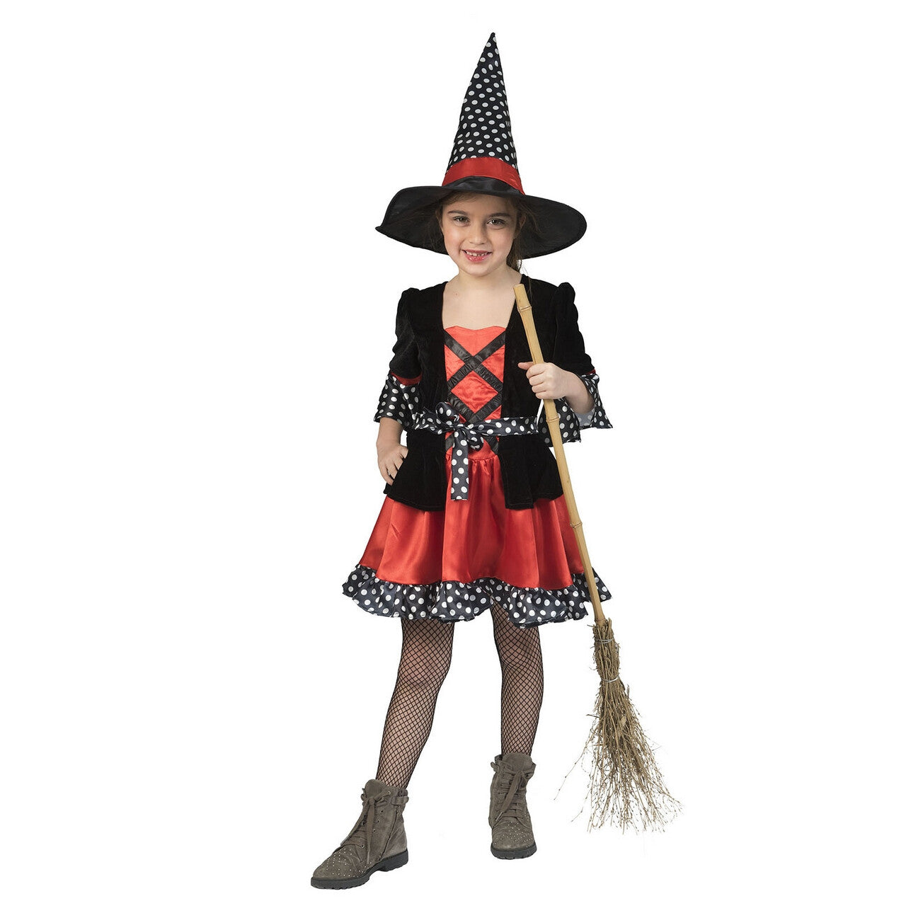 Op deze afbeelding zie je een Kostuums, van het merk Funny Fashion. Heks Vol Stippen Meisje Kostuum
