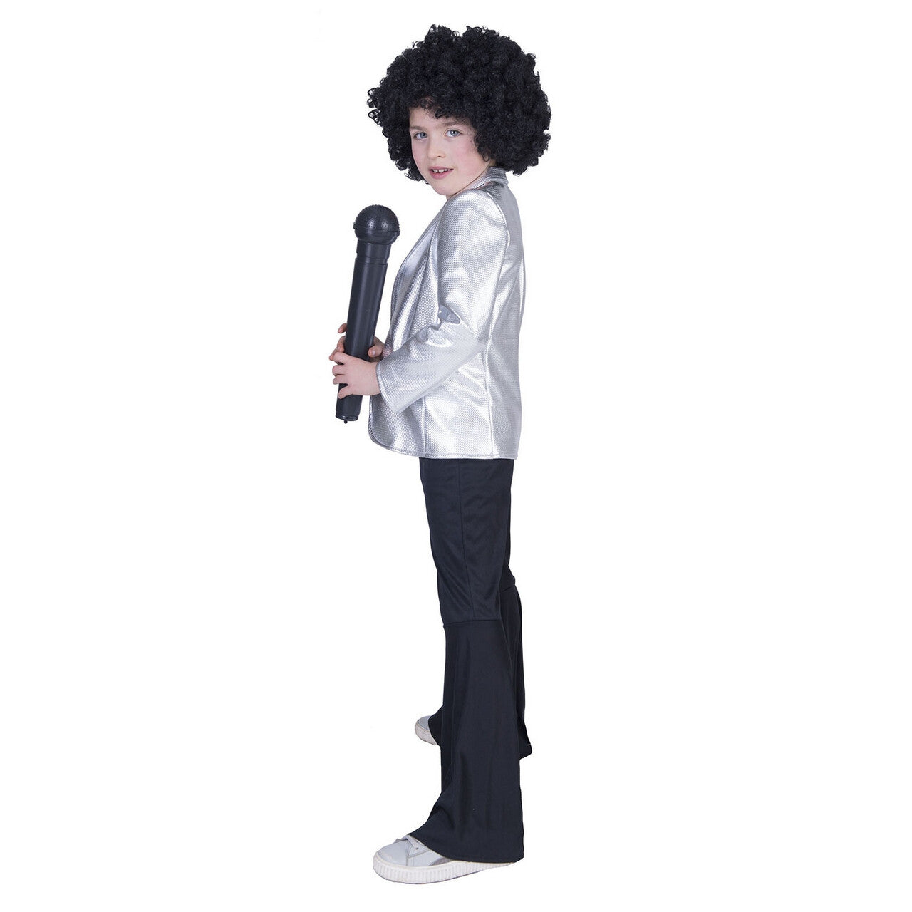 Op deze afbeelding zie je een Kostuums, van het merk Funny Fashion. Disco Fever Popster Jas Zilver Kind