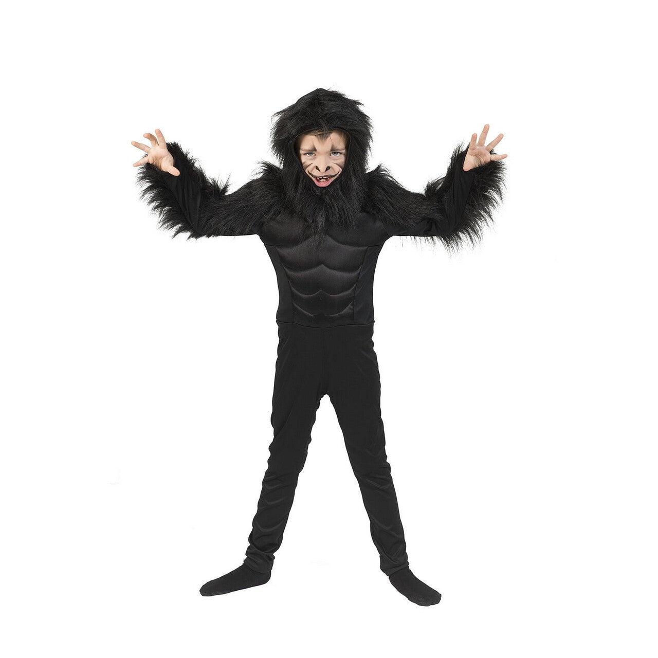 Op deze afbeelding zie je een Kostuums, van het merk Funny Fashion. Gespierde Oerwoud Gorilla Kind Kostuum