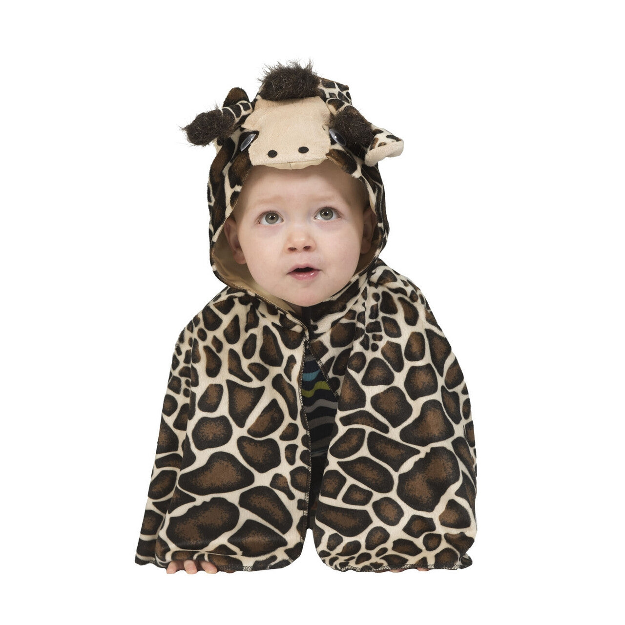 Op deze afbeelding zie je een Kostuums, van het merk Funny Fashion. Cape Korte Savanne Giraffe Kind