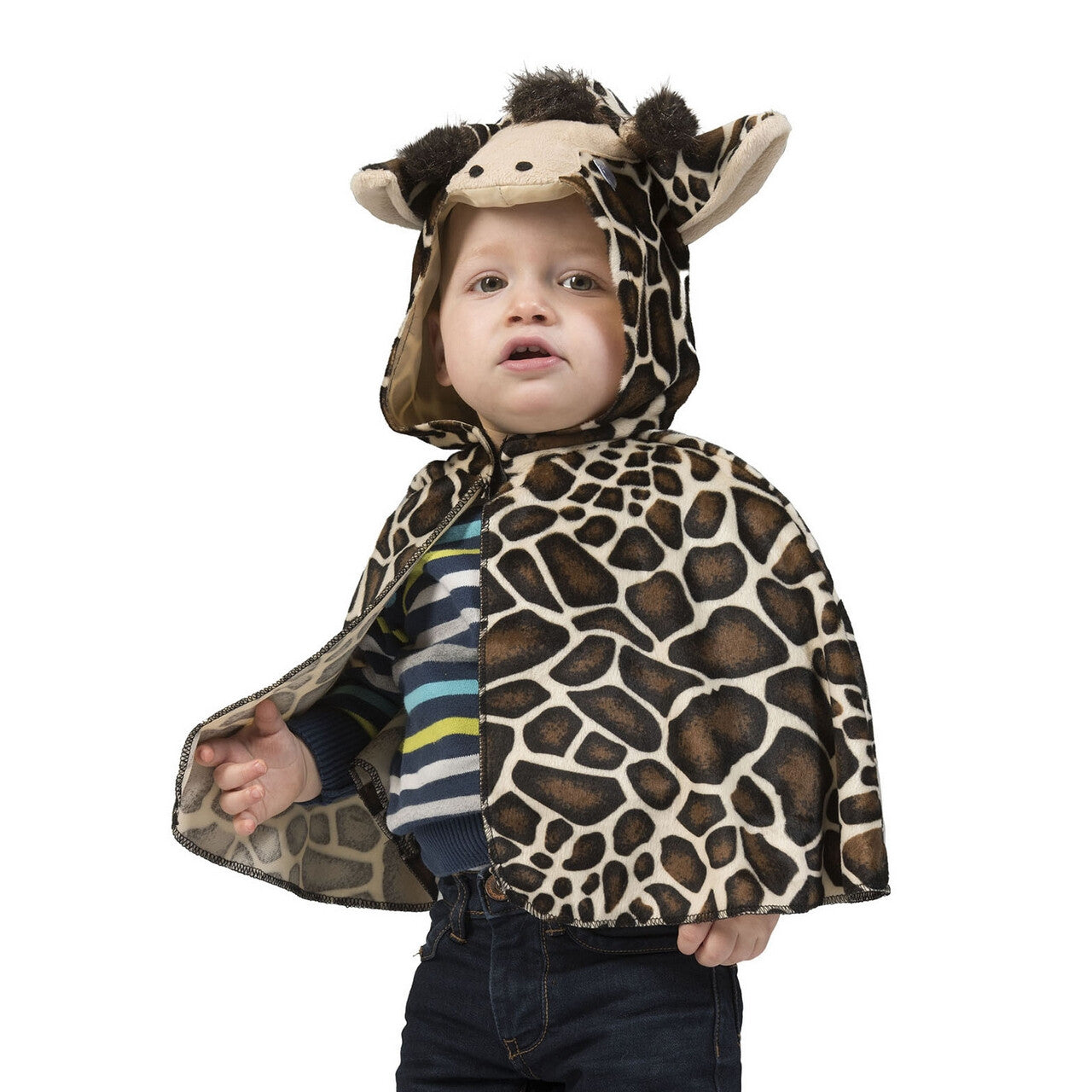 Op deze afbeelding zie je een Kostuums, van het merk Funny Fashion. Cape Korte Savanne Giraffe Kind