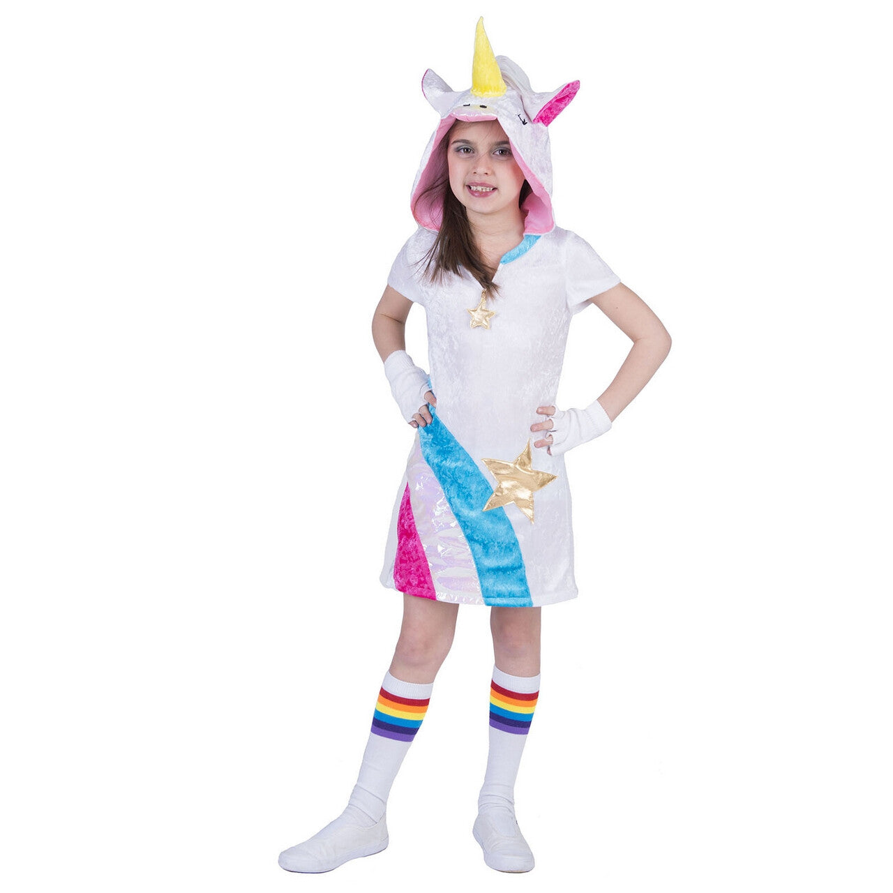 Op deze afbeelding zie je een Kostuums, van het merk Funny Fashion. Fantasie Eenhoorn Gouden Ster Meisje Kostuum