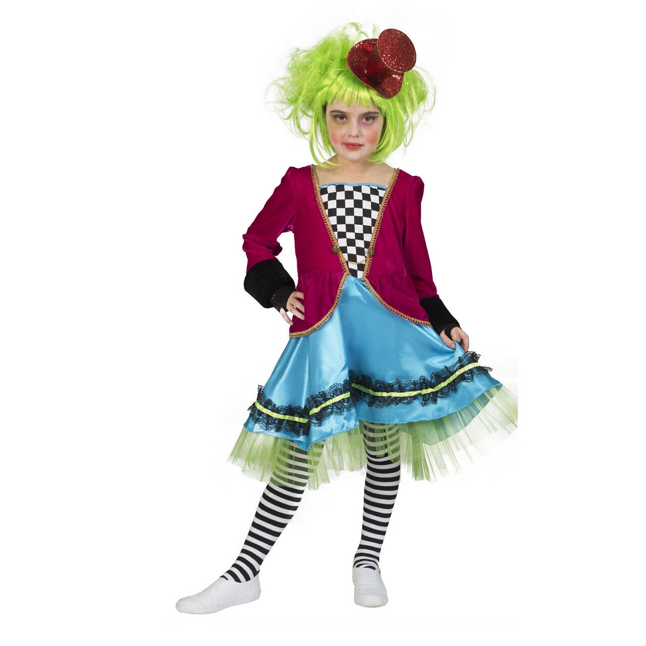 Op deze afbeelding zie je een Kostuums, van het merk Funny Fashion. Boosaardige Mad Hatter Meisje Kostuum
