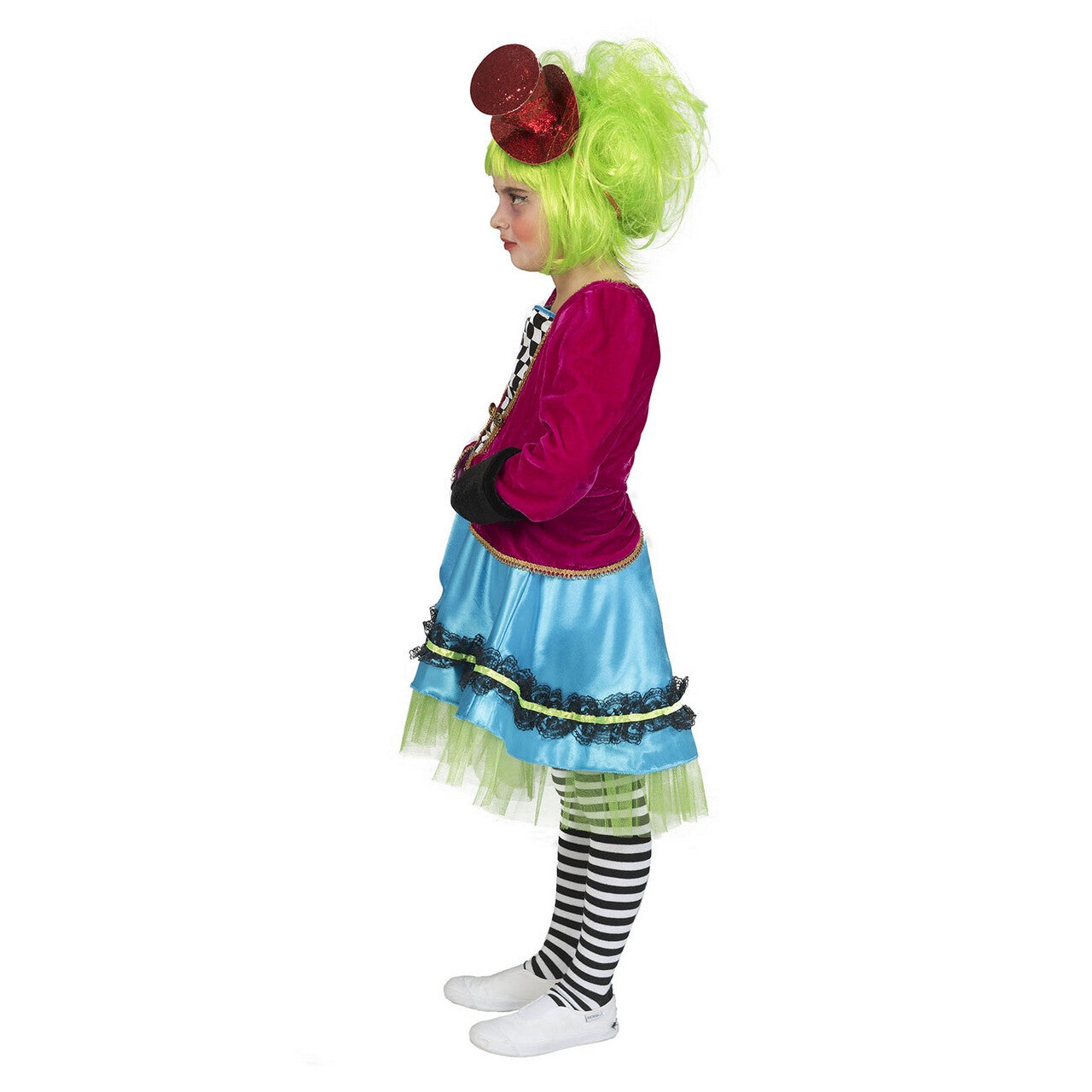 Op deze afbeelding zie je een Kostuums, van het merk Funny Fashion. Boosaardige Mad Hatter Meisje Kostuum