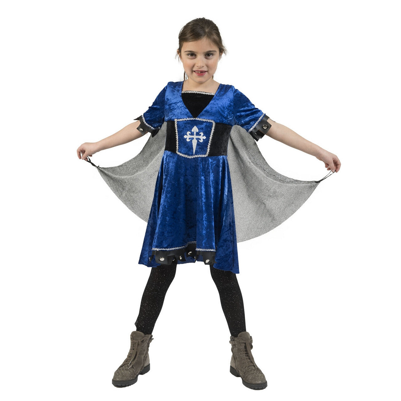 Op deze afbeelding zie je een Kostuums, van het merk Funny Fashion. Dappere Ridder Middeleeuwen Loevestein Meisje Kostuum
