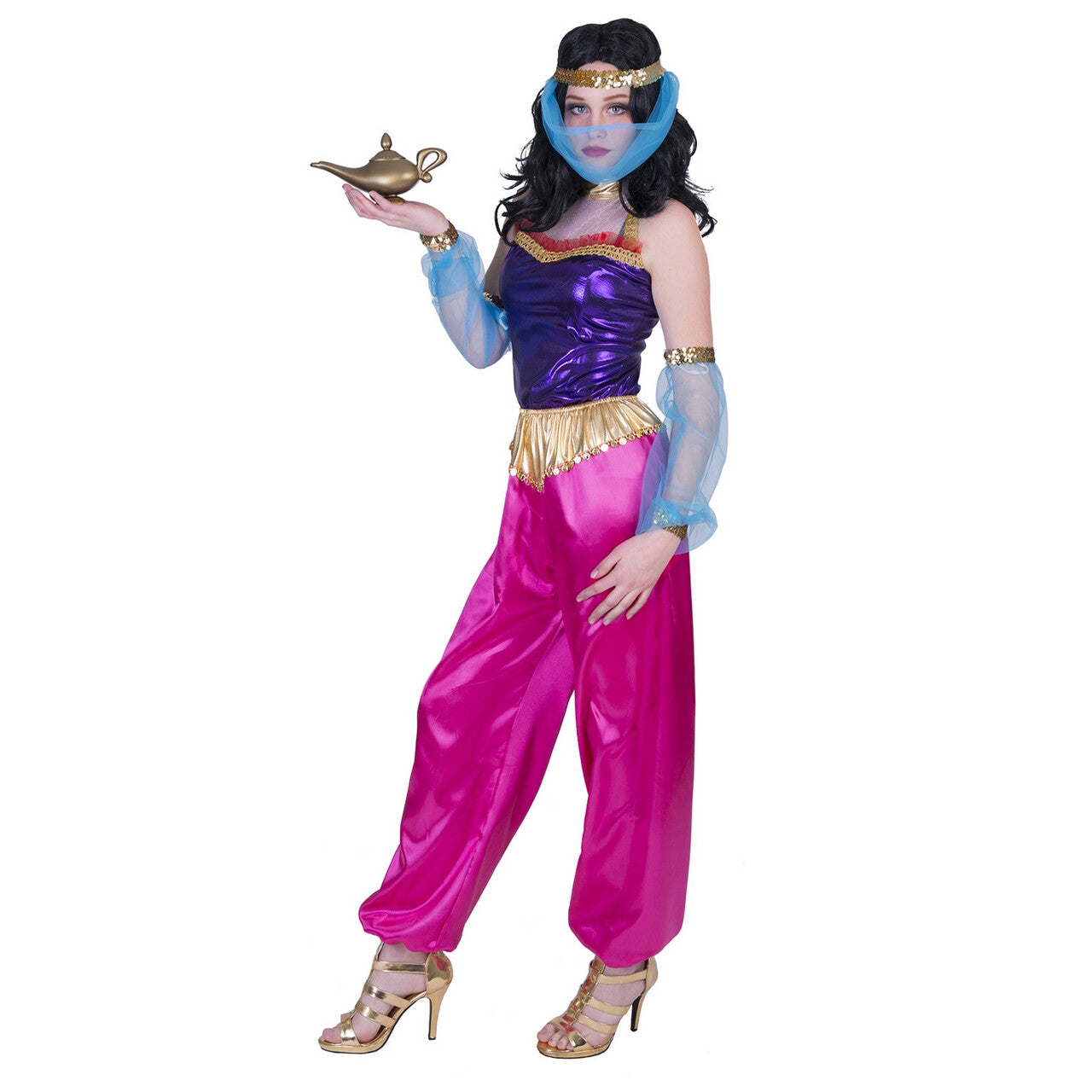 Op deze afbeelding zie je een Kostuums, van het merk Funny Fashion. Paars Roze Verlokkelijk Zwoel Harem Buikdanseres Vrouw Kostuum