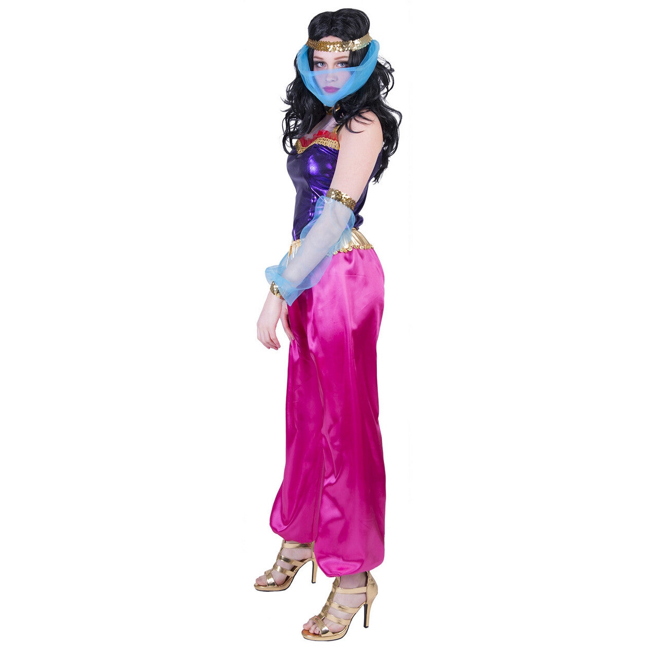 Op deze afbeelding zie je een Kostuums, van het merk Funny Fashion. Paars Roze Verlokkelijk Zwoel Harem Buikdanseres Vrouw Kostuum