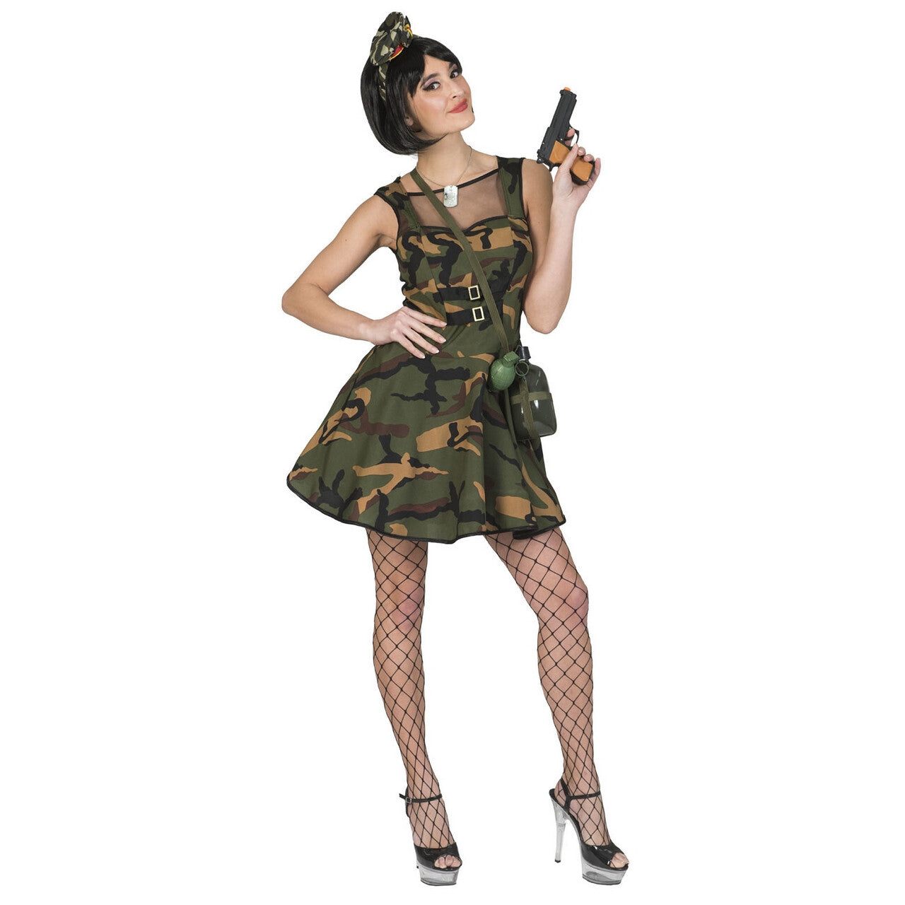 Op deze afbeelding zie je een Kostuums, van het merk Funny Fashion. Op Slag Gewonnen Leger Militair Vrouw Kostuum