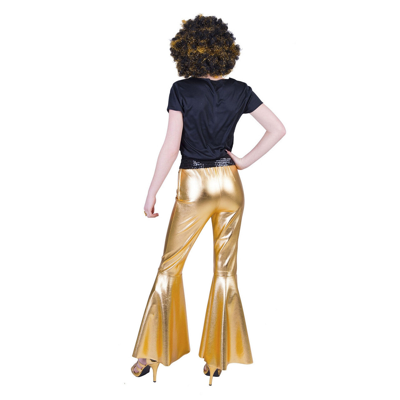 Op deze afbeelding zie je een Kostuums, van het merk Funny Fashion. Disco Fever Broek Glinsterend Goud Vrouw
