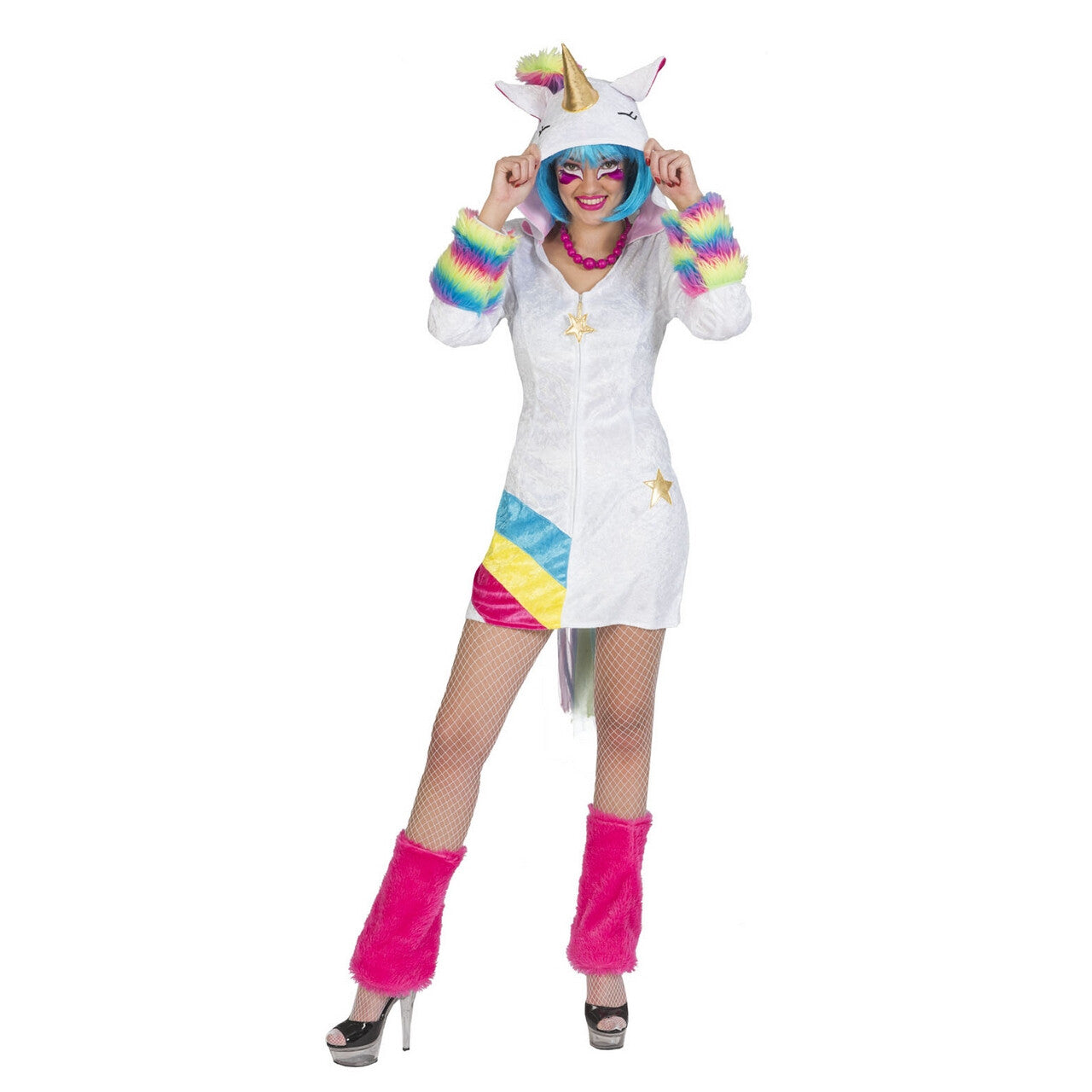 Op deze afbeelding zie je een Kostuums, van het merk Funny Fashion. Gouden Eenhoorn Fabeldier Vrouw Kostuum