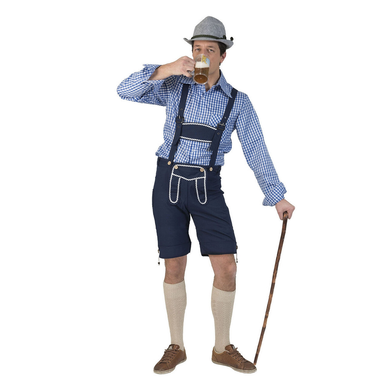 Op deze afbeelding zie je een Kostuums, van het merk Funny Fashion. Blauwe Korte Gunther Tirol Lederhosen Man