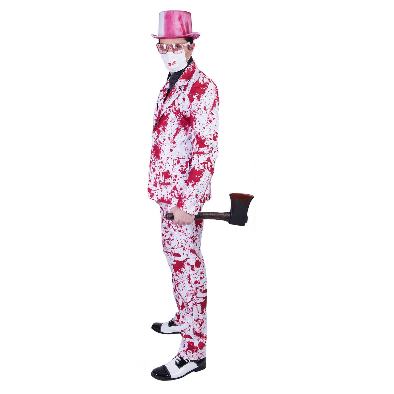 Op deze afbeelding zie je een Kostuums, van het merk Funny Fashion. Bloederige Massamoordenaar Halloween Man Kostuum