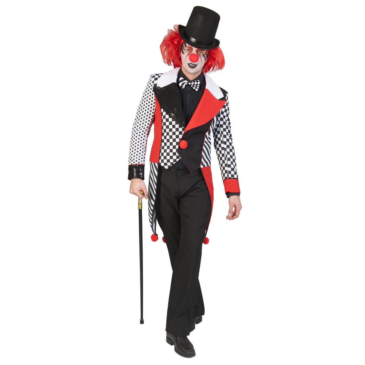 Op deze afbeelding zie je een Kostuums, van het merk Funny Fashion. Dambord Met Stippels Circus Clown Slipjas Man
