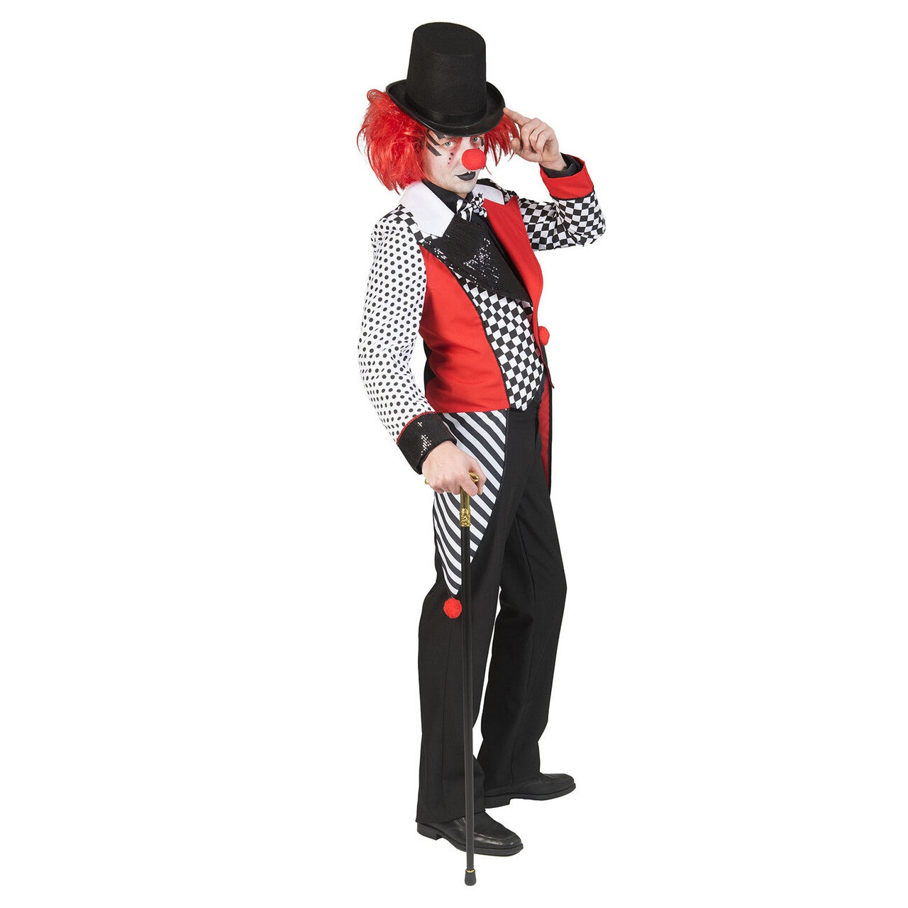 Op deze afbeelding zie je een Kostuums, van het merk Funny Fashion. Dambord Met Stippels Circus Clown Slipjas Man