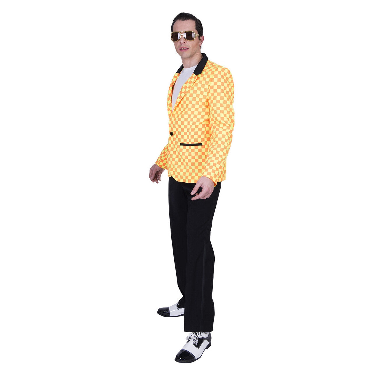 Op deze afbeelding zie je een Kostuums, van het merk Funny Fashion. Jasje Bill Rock And Roll Oranje Geel Man
