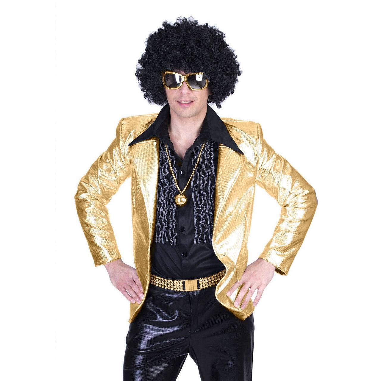 Op deze afbeelding zie je een Kostuums, van het merk Funny Fashion. Glanzend Goud Disco Godheid Colbert Man