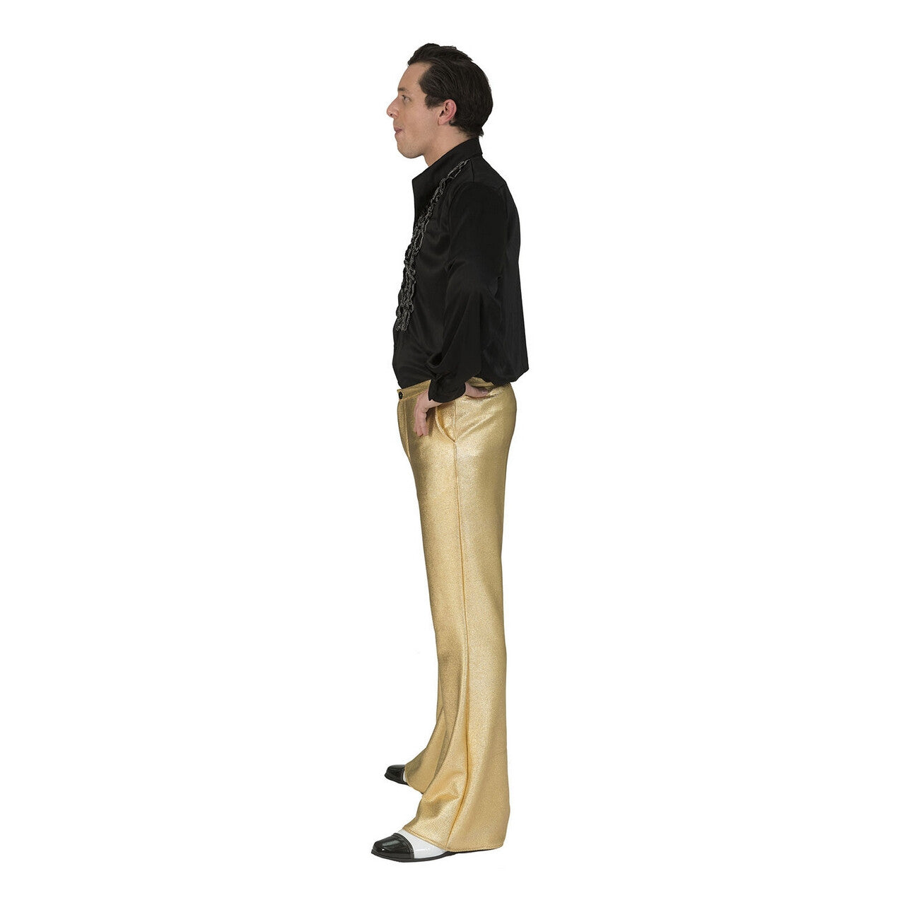 Op deze afbeelding zie je een Kostuums, van het merk Funny Fashion. Glanzend Gouden Disco Godheid Broek Man