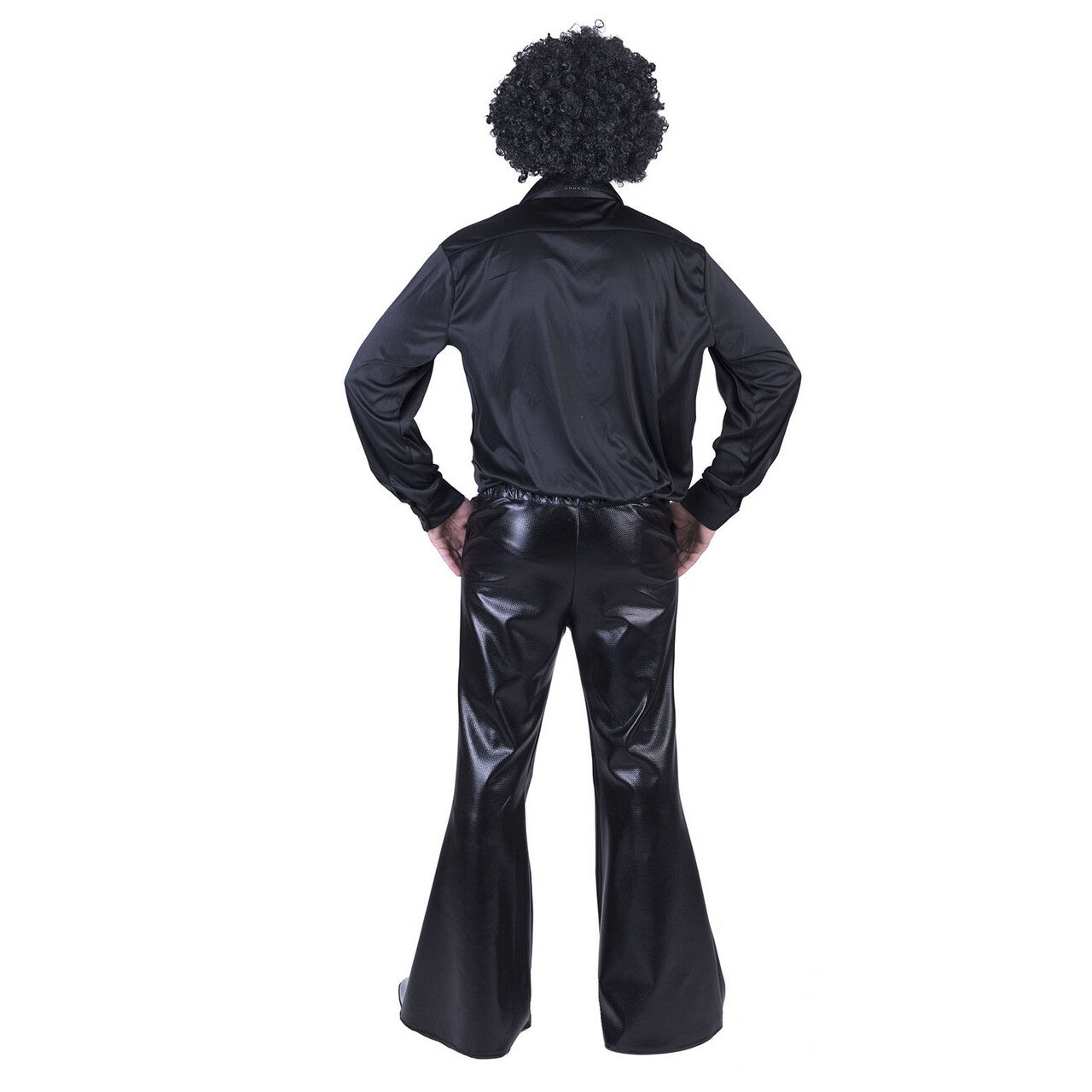 Op deze afbeelding zie je een Kostuums, van het merk Funny Fashion. Glanzend Zwarte Disco Godheid Broek Man
