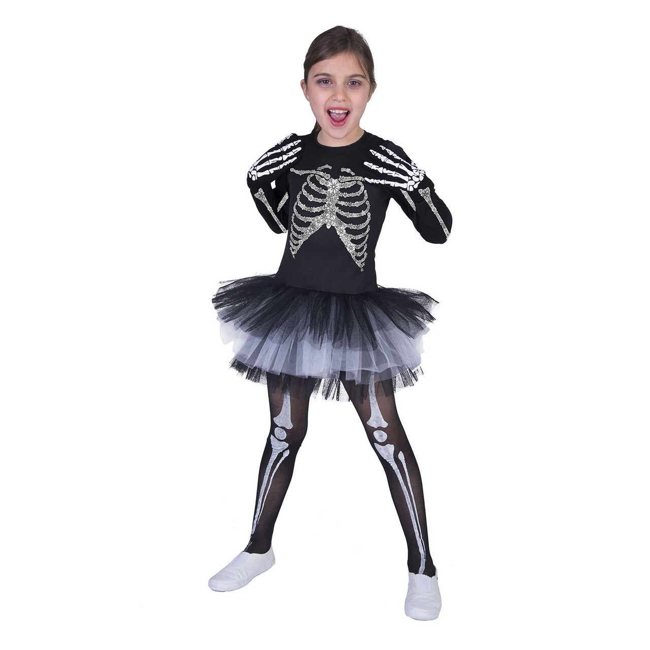 Op deze afbeelding zie je een Kostuums, van het merk Funny Fashion. Dansend Ballet Skelet Meisje Kostuum