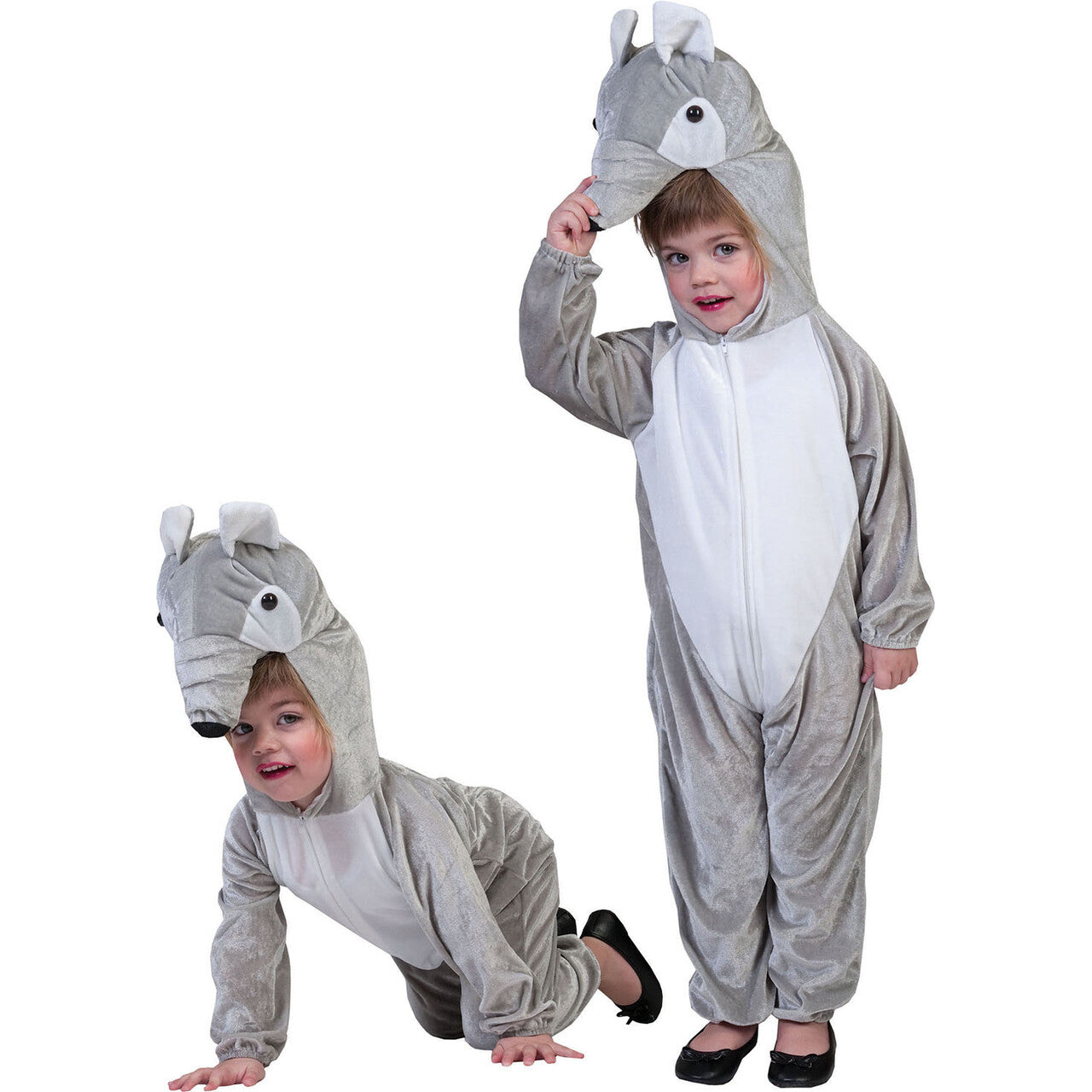 Op deze afbeelding zie je een Kostuums, van het merk Funny Fashion. Grijze Regenwoud Tapir Kind Kostuum