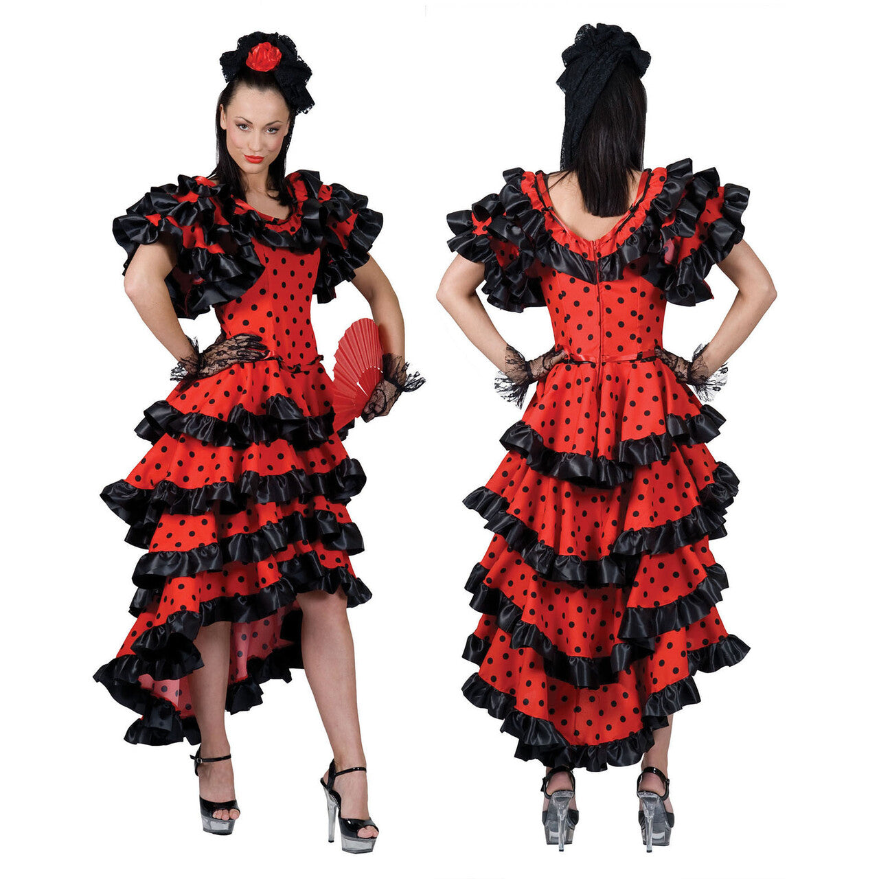 Op deze afbeelding zie je een Kostuums, van het merk Funny Fashion. Zwaaiende Rokken Flamenco Vrouw Kostuum