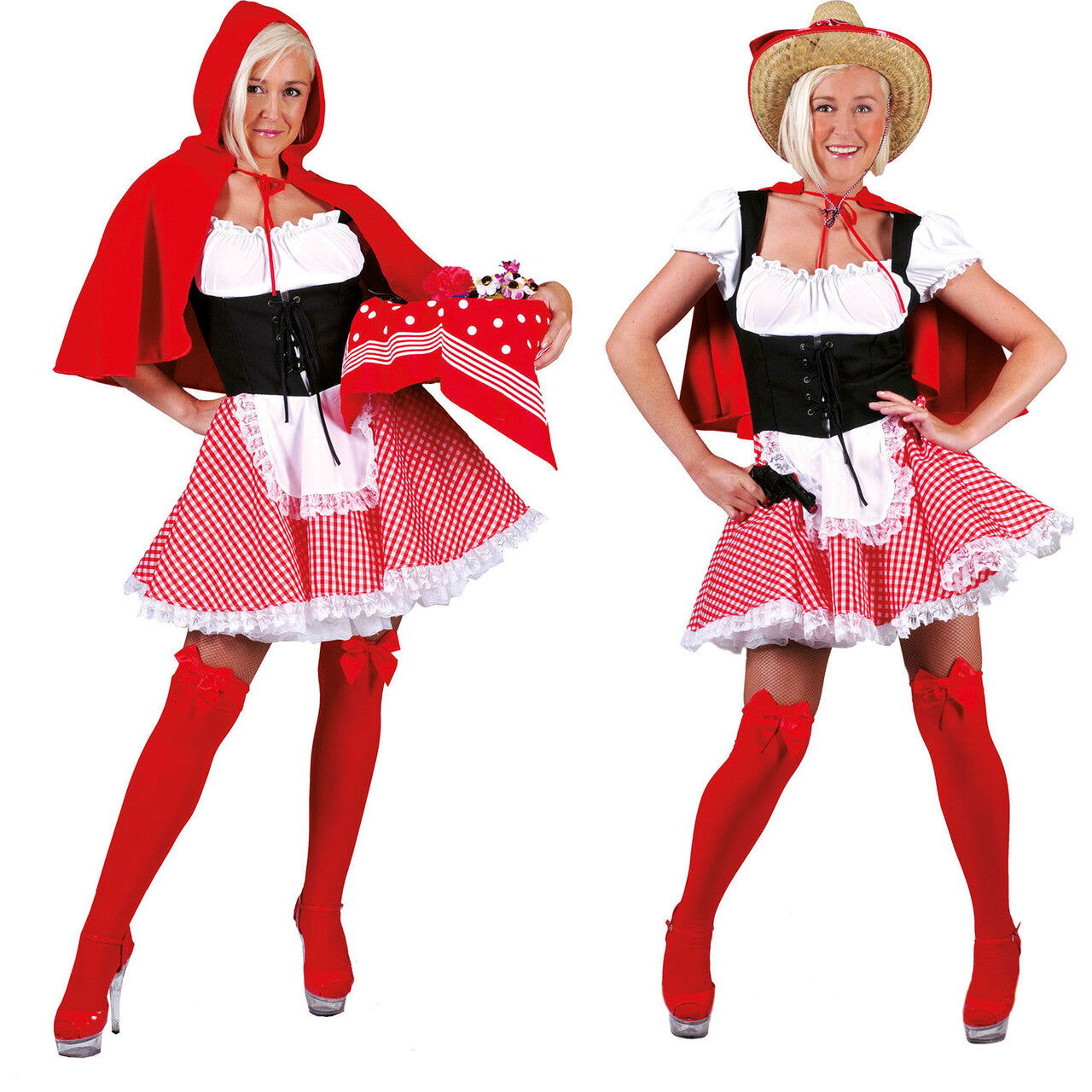Op deze afbeelding zie je een Kostuums, van het merk Funny Fashion. Rood Rodeo Kapje Vrouw Kostuum
