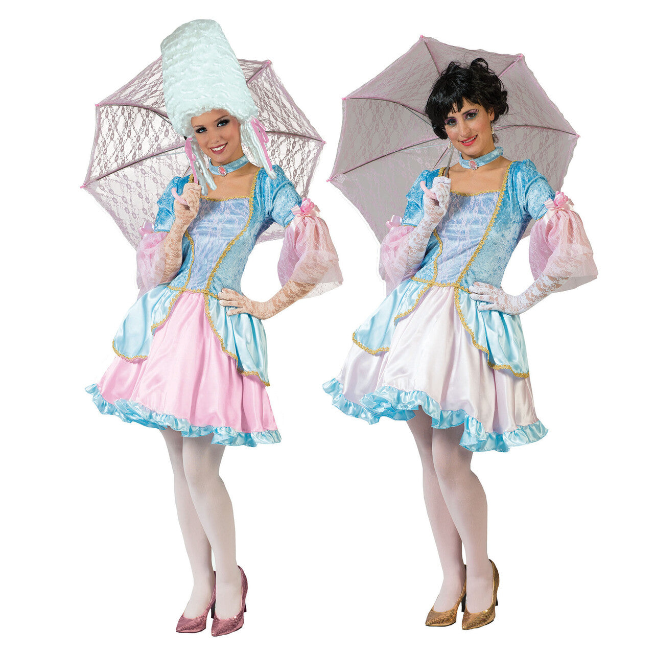 Op deze afbeelding zie je een Kostuums, van het merk Funny Fashion. Hof Van Wenen Pastel Vrouw Kostuum