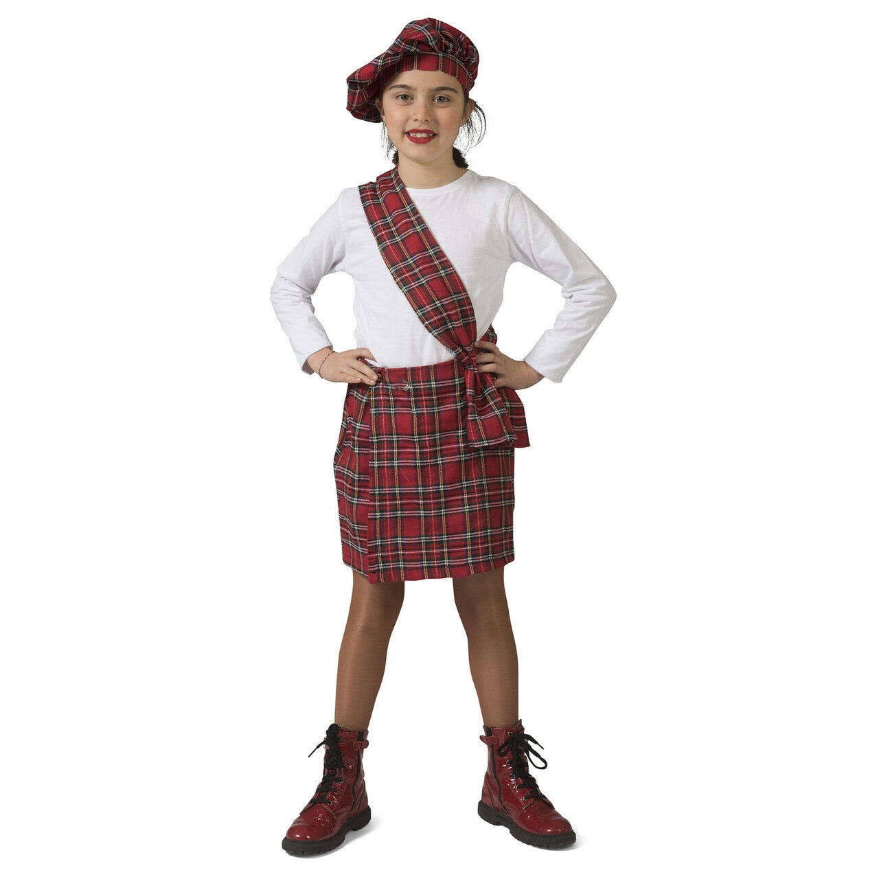 Op deze afbeelding zie je een Kostuums, van het merk Funny Fashion. Schotse Suzy Rood Tartan Meisje Kostuum
