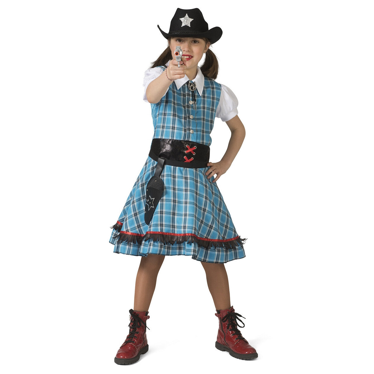Op deze afbeelding zie je een Kostuums, van het merk Funny Fashion. Snel Schot Sue Saloon Cowgirl Meisje Kostuum