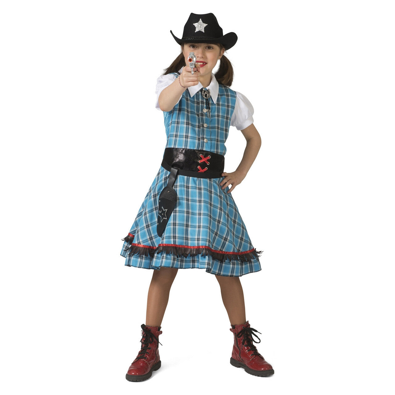 Op deze afbeelding zie je een Kostuums, van het merk Funny Fashion. Snel Schot Sue Saloon Cowgirl Meisje Kostuum