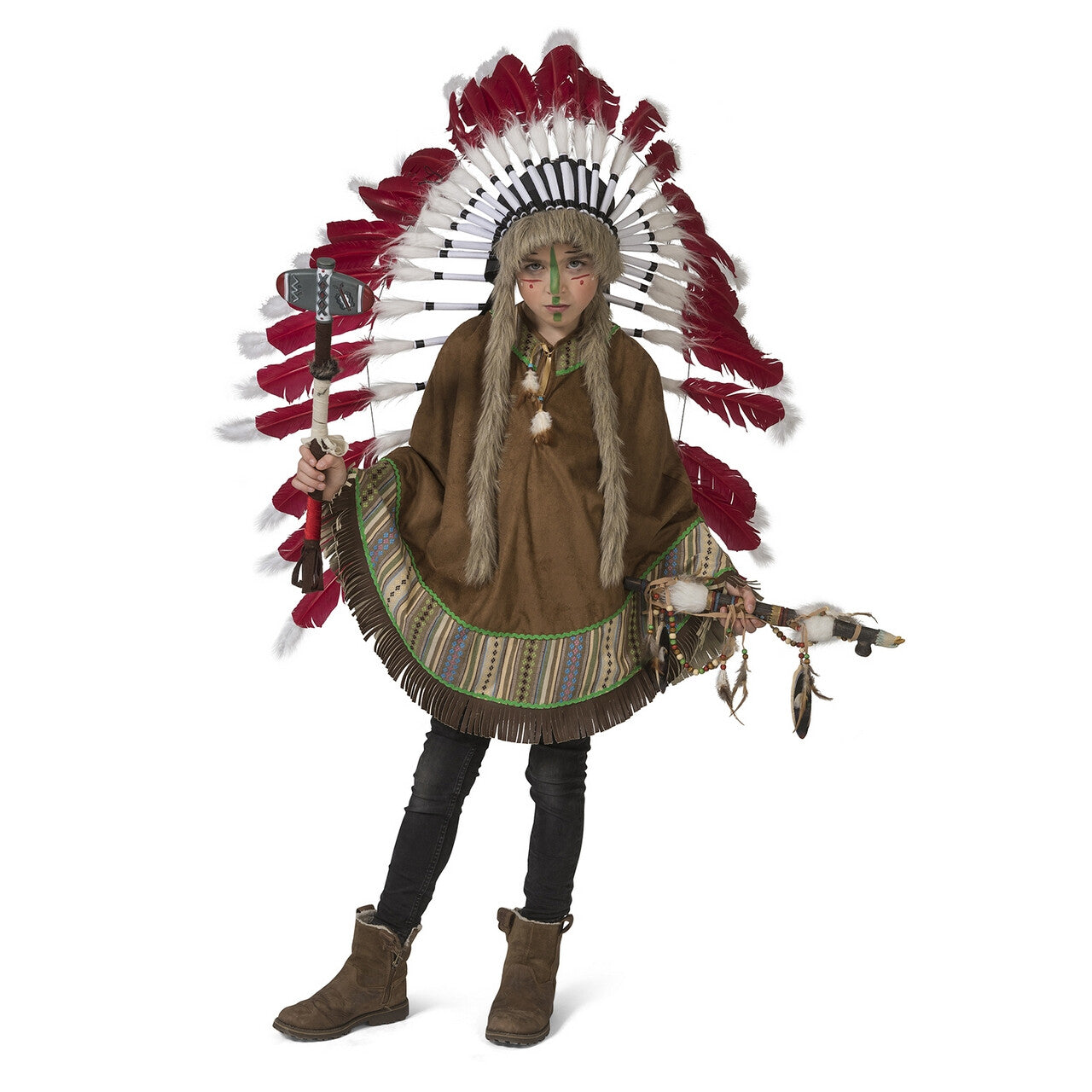 Op deze afbeelding zie je een Kostuums, van het merk Funny Fashion. Wappo Indiaan Wilde Westen Amerika Poncho Kind Kostuum
