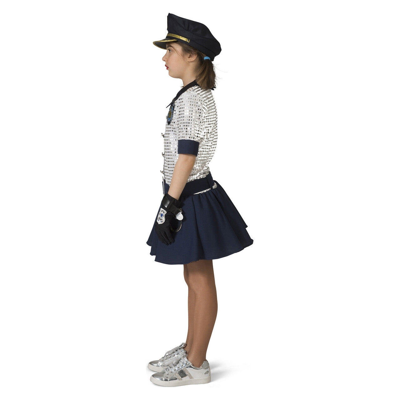 Op deze afbeelding zie je een Kostuums, van het merk Funny Fashion. Hoofdinspecteur Van Politie Pailletten Meisje Kostuum
