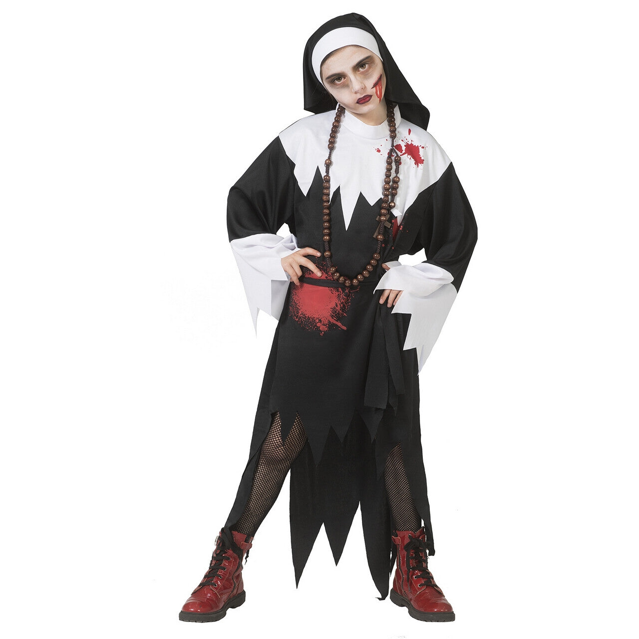 Op deze afbeelding zie je een Kostuums, van het merk Funny Fashion. Door De Duivel Bezeten Bloederige Non Meisje Kostuum