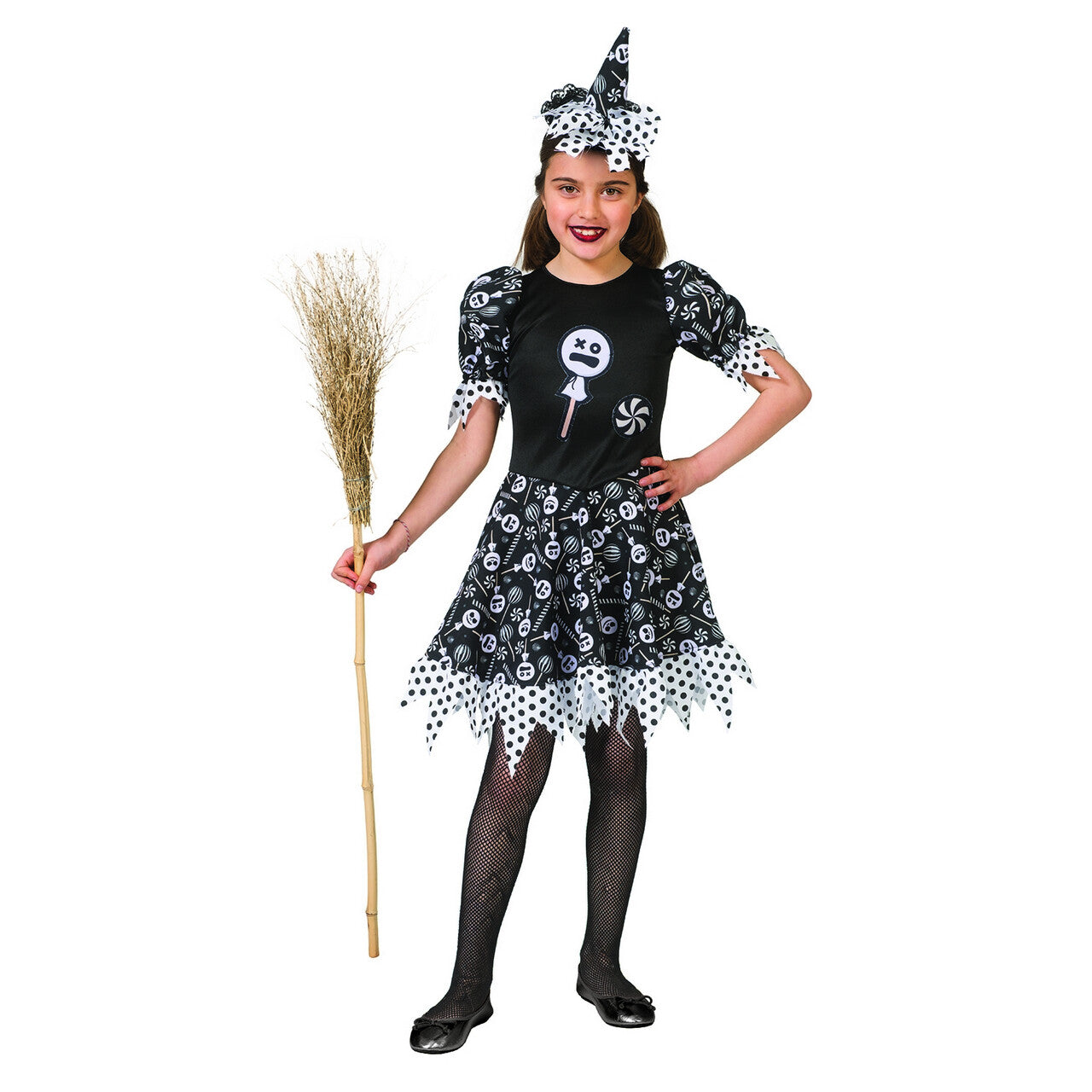Op deze afbeelding zie je een Kostuums, van het merk Funny Fashion. Verleidelijke Snoep Heks Enge Lollies Meisje Kostuum