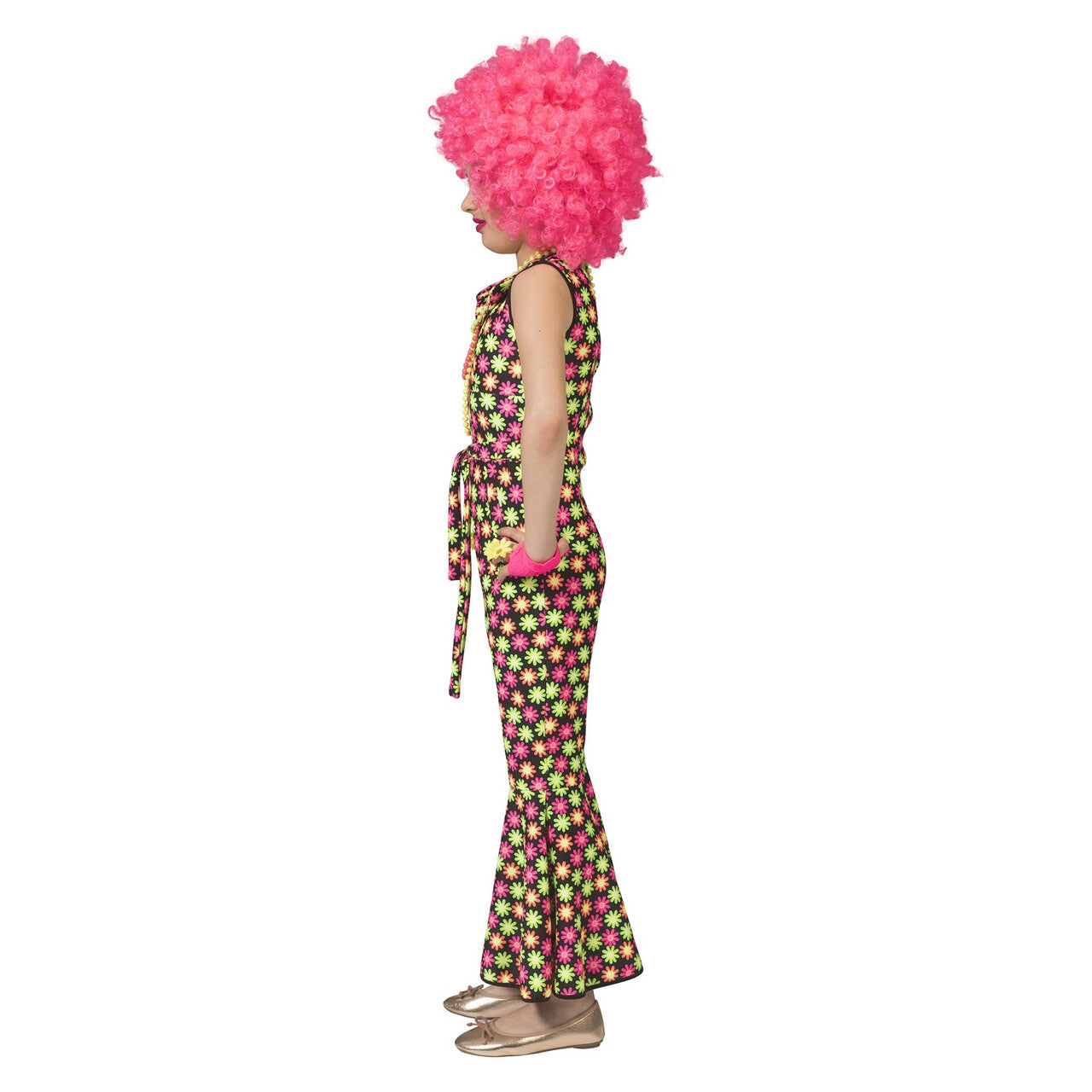 Op deze afbeelding zie je een Kostuums, van het merk Funny Fashion. Fluor Flower Power Goes Disco Meisje Kostuum