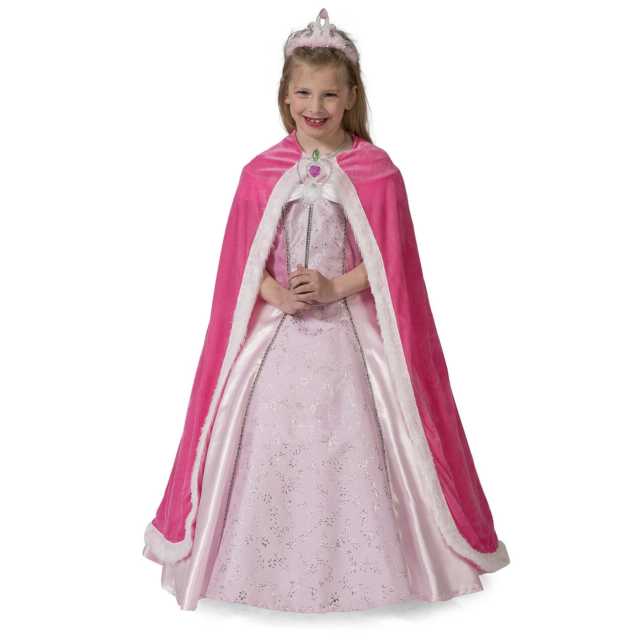 Op deze afbeelding zie je een Kostuums, van het merk Funny Fashion. Queen Cape Pink Meisje