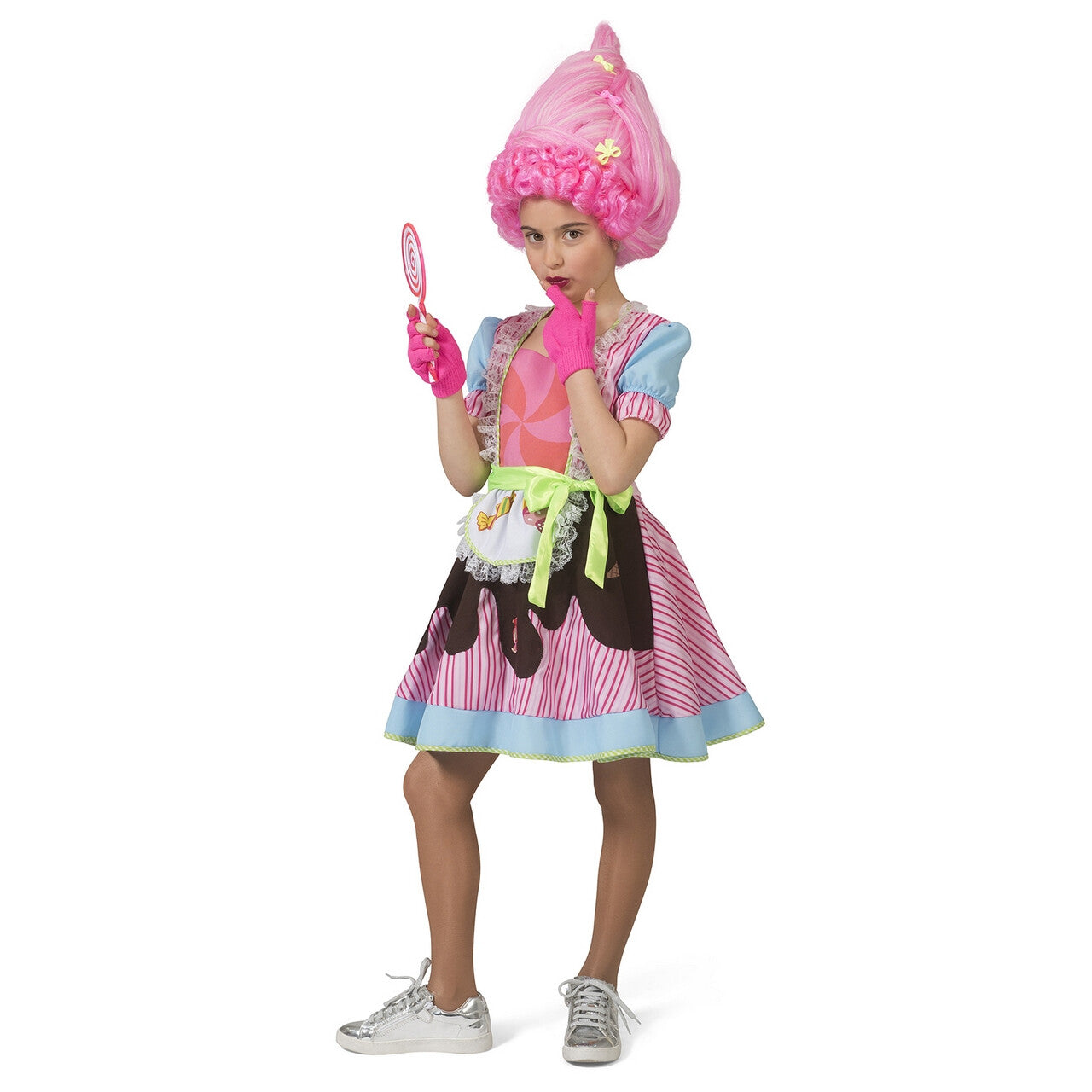 Op deze afbeelding zie je een Kostuums, van het merk Funny Fashion. Candy Snoepje Fantasy Meisje Kostuum