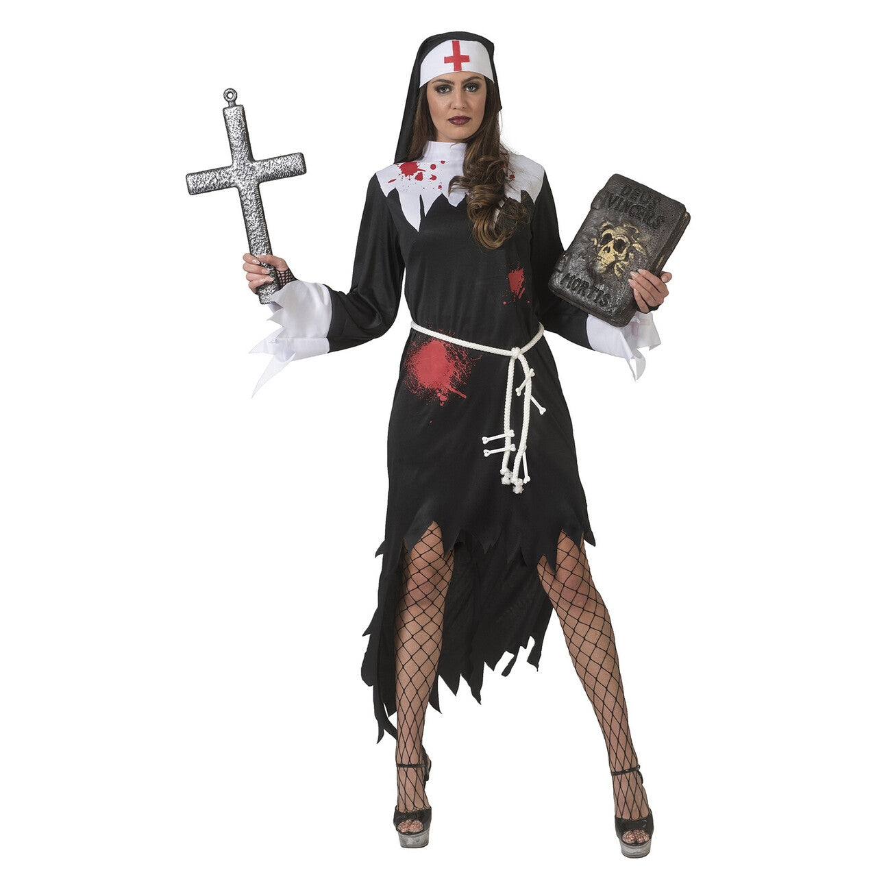 Op deze afbeelding zie je een Kostuums, van het merk Funny Fashion. Door De Duivel Bezeten Bloederige Non Vrouw Kostuum