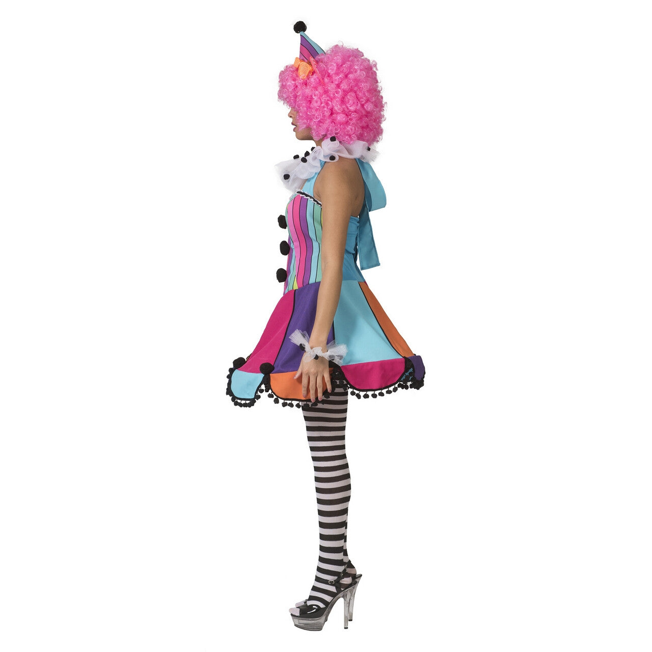 Op deze afbeelding zie je een Kostuums, van het merk Funny Fashion. Lollige Clown Circus Regenboog Vrouw Kostuum