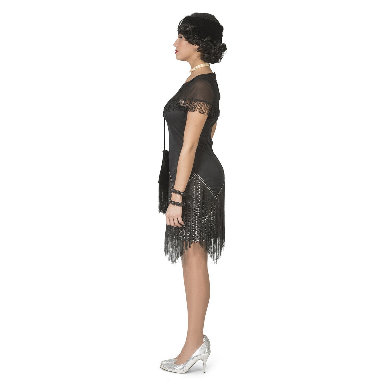 Op deze afbeelding zie je een Kostuums, van het merk Funny Fashion. Jaren 20 Big Band Zwarte Flapperjurk Zilver Met Hoofdband Vrouw