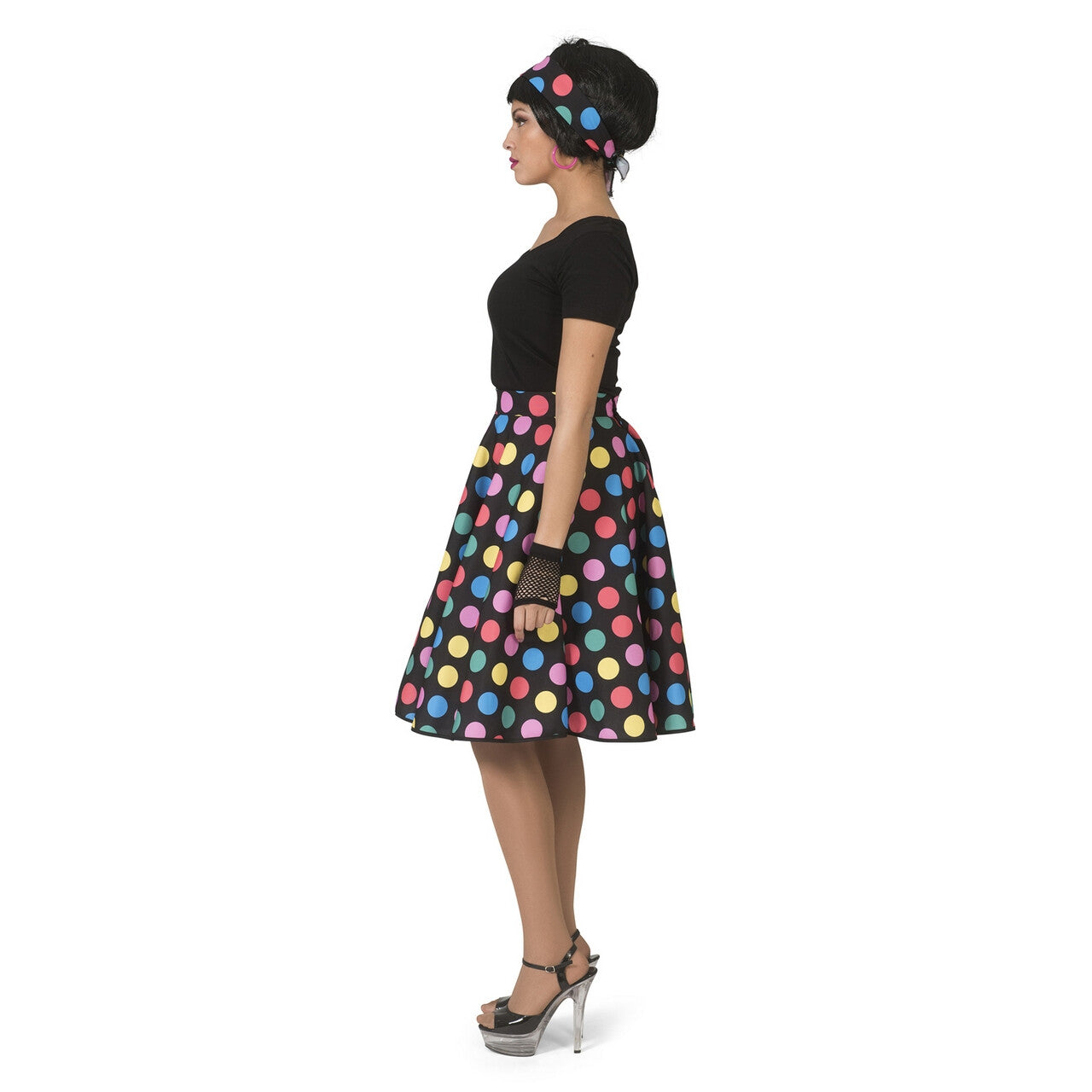 Op deze afbeelding zie je een Kostuums, van het merk Funny Fashion. Hotty Dotty Gekleurde Stippen Jaren 50 Rock And Roll Rok Vrouw Kostuum