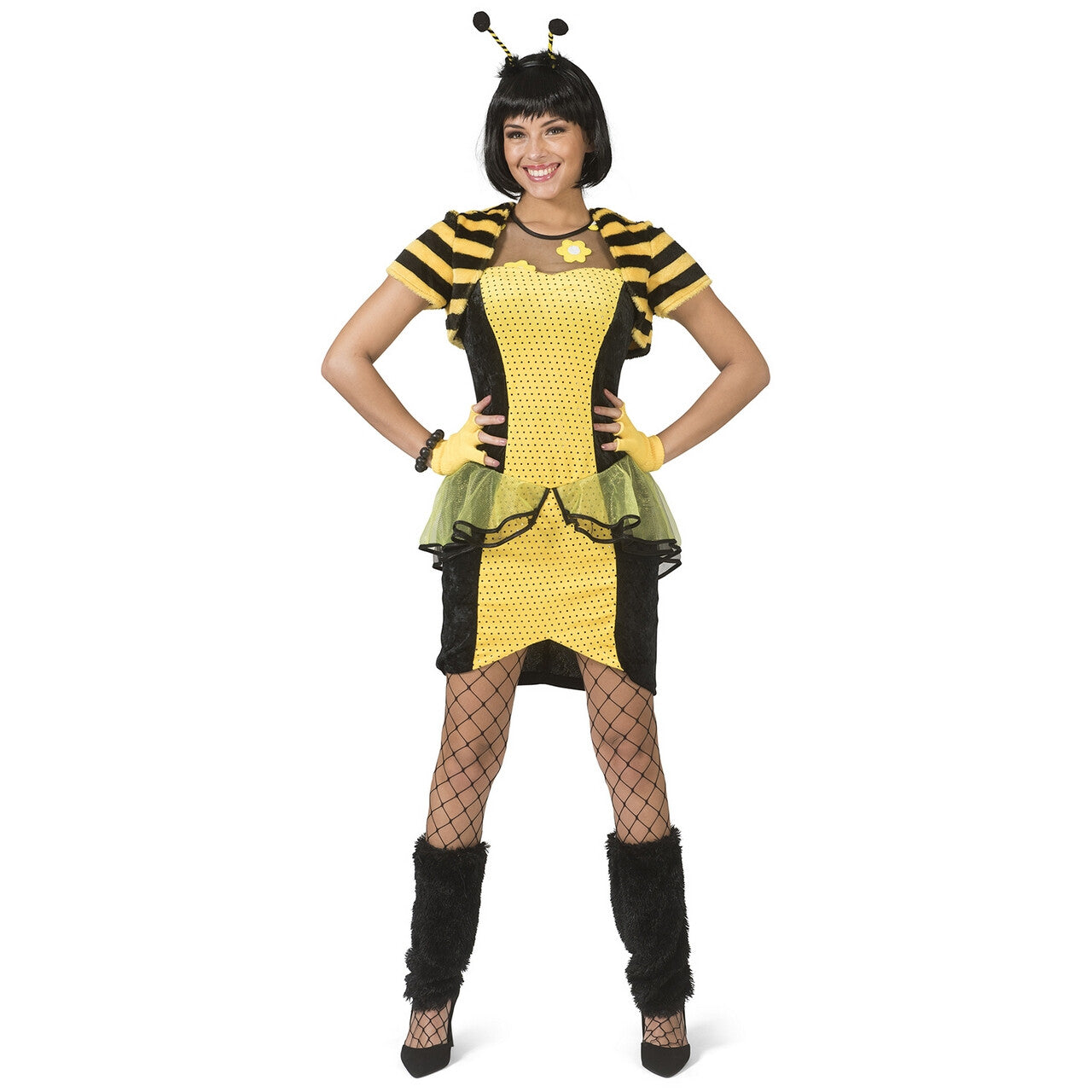 Op deze afbeelding zie je een Kostuums, van het merk Funny Fashion. Beeldschone Bijenkoningin Belinda Vrouw Kostuum