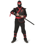 Op deze afbeelding zie je een Kostuums, van het merk Funny Fashion. Rood Zwarte Ninja Strijder Vol Doodsverachting Man Kostuum
