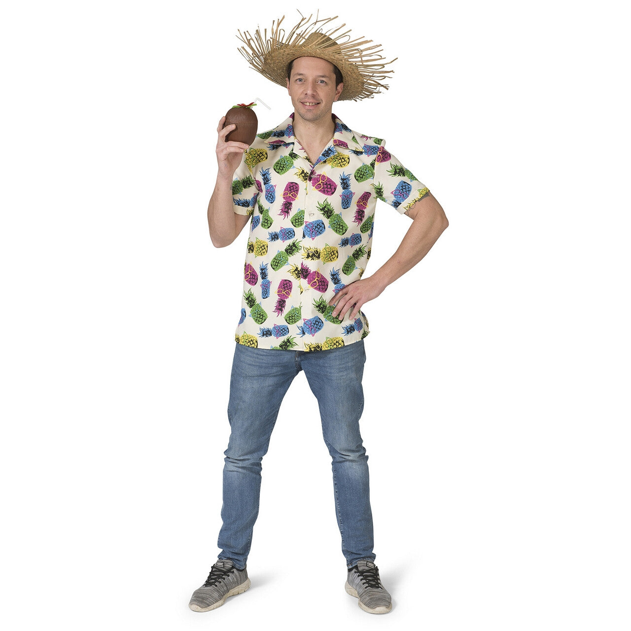Op deze afbeelding zie je een Kostuums, van het merk Funny Fashion. Tropisch Samba Costa Rica Ananas Shirt Man