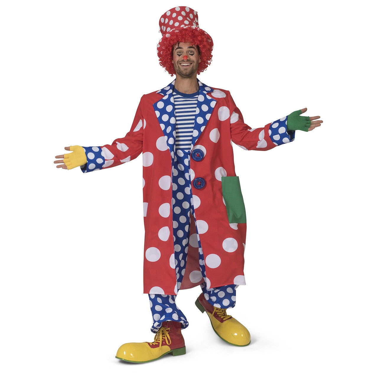 Op deze afbeelding zie je een Kostuums, van het merk Funny Fashion. Jas Met Witte Bollen Clown Flappie Man