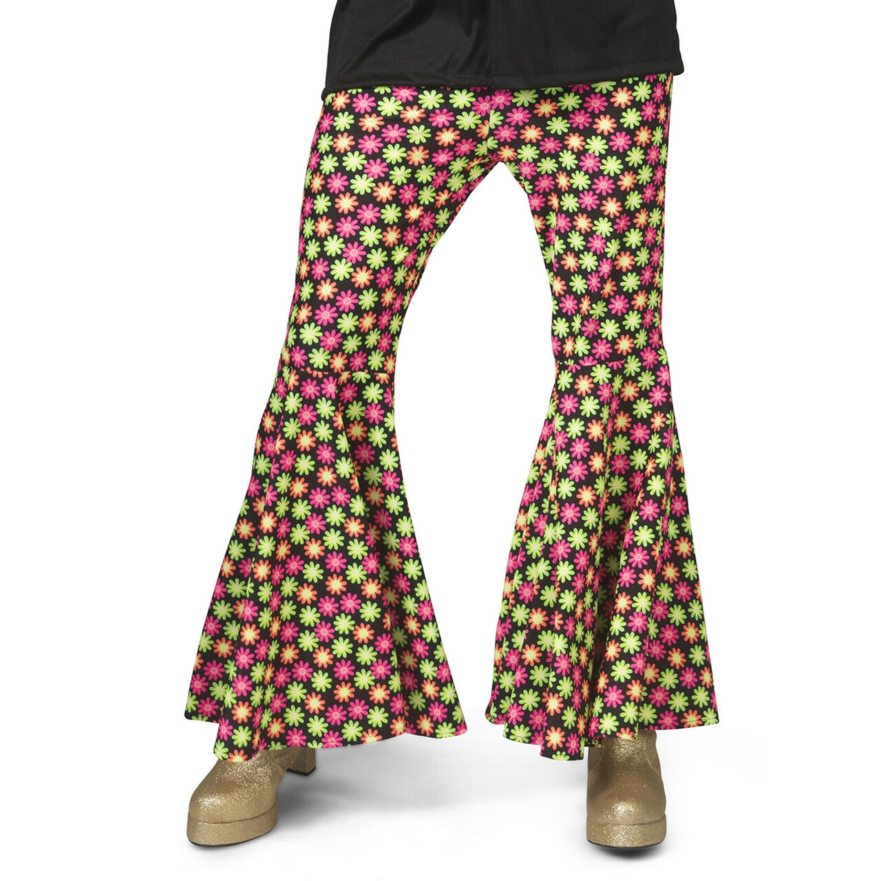 Op deze afbeelding zie je een Kostuums, van het merk Funny Fashion. Fluor Flower Power Goes Disco Broek Man