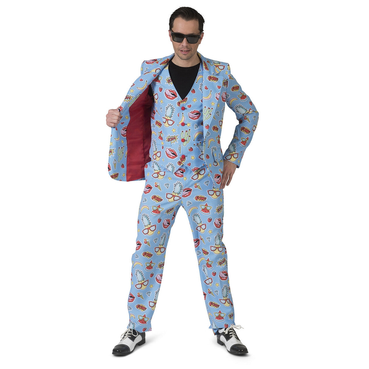 Op deze afbeelding zie je een Kostuums, van het merk Funny Fashion. Zomers Komische Strip Man Kostuum