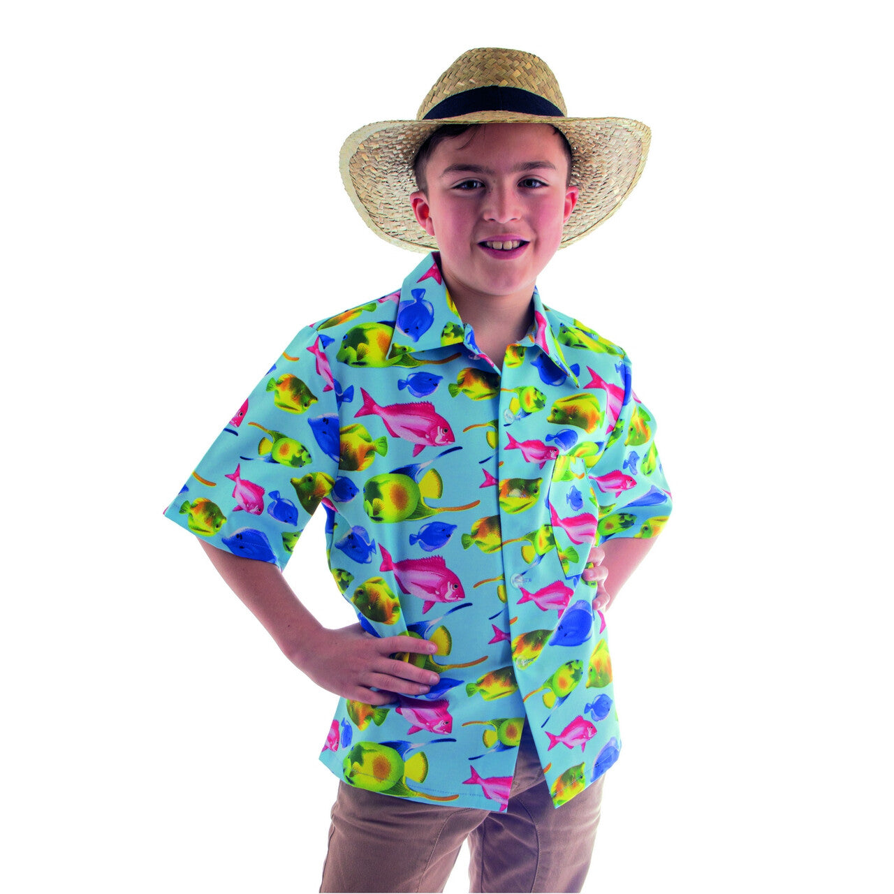 Op deze afbeelding zie je een Kostuums, van het merk Funny Fashion. Als Een Vis In Het Water Hawaii Shirt Jongen
